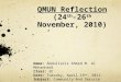 QMUN Reflection (24 th -26 th  November, 2010)