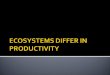 ECOSYSTEMS DIFFER IN PRODUCTIVITY
