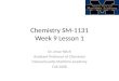 Chemistry SM-1131 Week  9  Lesson 1
