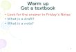 Warm up Get a textbook