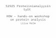 52925  Proteiinianalyysin työt  HOW – hands-on workshop on protein analysis