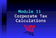 Module 11  Corporate Tax Calculations