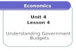 Economics  Unit 4 Lesson 4 Understanding Government Budgets