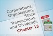 Corporations: Organization, Stock Transactions, and Dividends