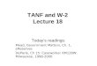 TANF and W-2 Lecture 18