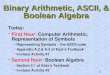 Binary Arithmetic, ASCII, & Boolean Algebra