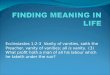 FINDING MEANING IN LIFE