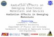 Radiation Effects on Emerging Electronic Materials and Devices