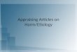 Appraising Articles on Harm/Etiology
