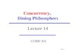 Concurrency , Dining Philosophers Lecture 14