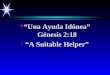 “Una Ayuda Idónea” Génesis 2:18 “A Suitable Helper”