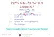 PHYS 1444 – Section 003 Lecture #17
