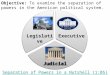 Objective:  To examine the separation of powers in the American political system