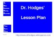 Dr. Hodges’  Lesson Plan