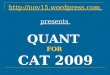 nov15.wordpress presents  QUANT  FOR CAT 2009