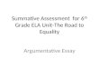 Summative Assessment  for 6 th  Grade ELA Unit-The Road to Equality