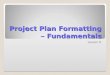 Project Plan Formatting  –  Fundamentals