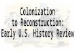 Colonization  to Reconstruction:  Early U.S. History Review