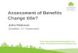 Assessment of Benefits  Change title?