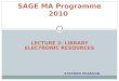 SAGE MA Programme 2010