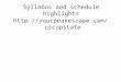 Syllabus and schedule highlights