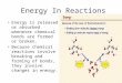 Energy In Reactions