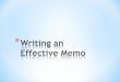 Writing  an  Effective Memo