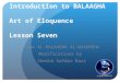 Introduction to BALAAGHA  Art of Eloquence Lesson Seven