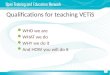 Qualifications for teaching VETiS