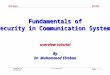 Fundamentals of Security in Communication Systems overview tutorial By Dr. Muhammad Elrabaa