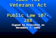 Jobs for Veterans Act Public Law 107-288