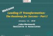 Leading IT Transformation:  The  Roadmap  for Success – Part I Lisha Wentworth