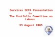 Services SETA Presentation to  The Portfolio Committee on Labour  23 August 2005