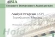Analyst Program  (AP) Introductory Meeting