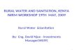 RURAL WATER AND SANITATION, KENYA IWRM WORKSHOP 19TH  MAY, 2009
