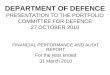 DEPARTMENT OF DEFENCE PRESENTATION TO THE PORTFOLIO COMMITTEE FOR DEFENCE 27 OCTOBER 2010