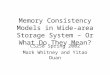 Memory Consistency Models in Wide-area Storage System – Or What Do They Mean?