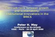 Contradictions between growth  and sustainability:  Institutional innovations in the BRICS