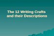 The 12 Writing Crafts  and their Descriptions