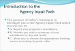 I Introduction to the                 Agency Input Pack