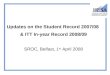 Updates on the Student Record 2007/08  & ITT In-year Record 2008/09