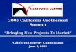 2005 California Geothermal Summit “Bringing New Projects To Market” California Energy Commission