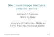 Document Image Analysis Lecture 5:  Metrics
