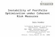 Instability of Portfolio Optimization under Coherent Risk Measures