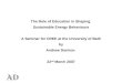 The Role of Education in  Shaping  Sustainable Energy  Behaviour s