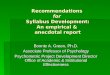 Recommendations  for Syllabus Development: An empirical &  anecdotal report