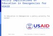 Policy Implications of Education in Emergencies for USAID