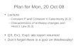Plan for Mon, 20 Oct 08