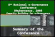 8 th  National e-Governance Conference Bhubaneswar, 2005 Capacity Building for e-Governance
