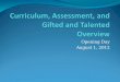 Curriculum, Assessment, and Gifted and Talented Overview